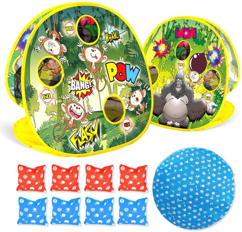 Photo 1 of SpringFlower Bean Bag Toss Game for Kids Ages 3 4 5 6-Year-Old, Portable and Collapsible, Double Sided, Indoor Outdoor Cornhole Toy for Preschool Boys and Girls, Gift for Toddlers Birthday/Christmas
