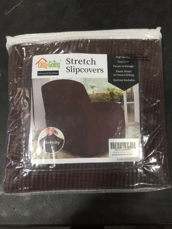 Photo 2 of Easy-Going Recliner Stretch Sofa Slipcover Sofa Cover 4-Pieces Furniture Protector Couch Soft with Elastic Bottom Spandex Jacquard Fabric Small Checks(Recliner,Coffee)
