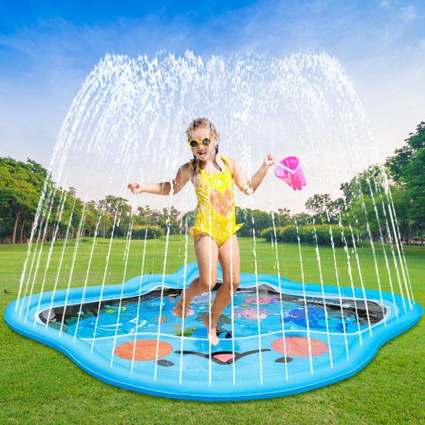 Photo 1 of Susengo 82.68'' Splash Pad Sprinkler Mat For Kids Toddlers Dogs Outdoor Summer Water Sprinkler Toys, Devil Fish
