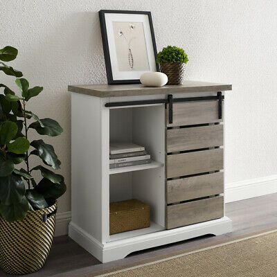 Photo 1 of 32" Rustic Farmhouse TV Stand in Solid White & Grey Wash by Walker Edison