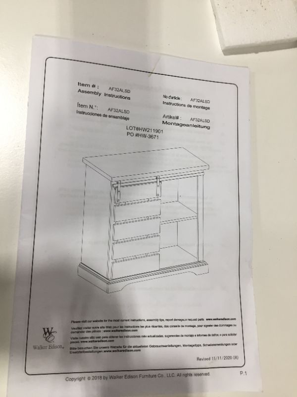 Photo 3 of 32" Rustic Farmhouse TV Stand in Solid White & Grey Wash by Walker Edison