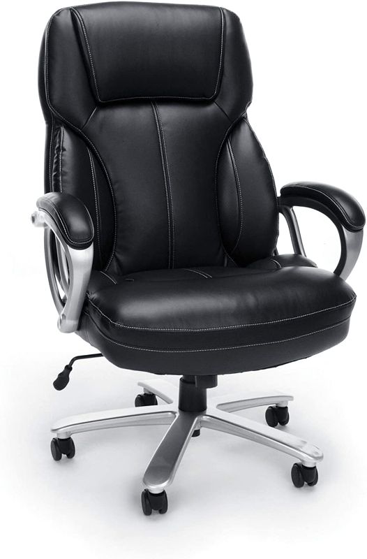 Photo 1 of OFM ESS Collection Big and Tall Leather Executive Office Chair, with Arms, Black
