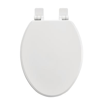 Photo 1 of American Standard Contemporary Slow-Close Elongated Closed Front Toilet Seat with Trivantage and Flat Bumpers in Linen
