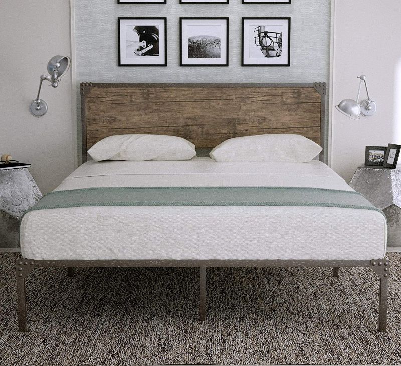 Photo 1 of Amolife Industrial Full Size Platform Bed Frame
