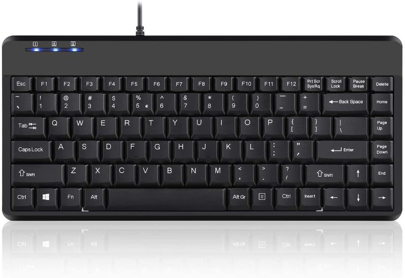 Photo 1 of Perixx PERIBOARD-409H Wired USB Mini Keyboard with 2 USB Hubs, Black, US English Layout
