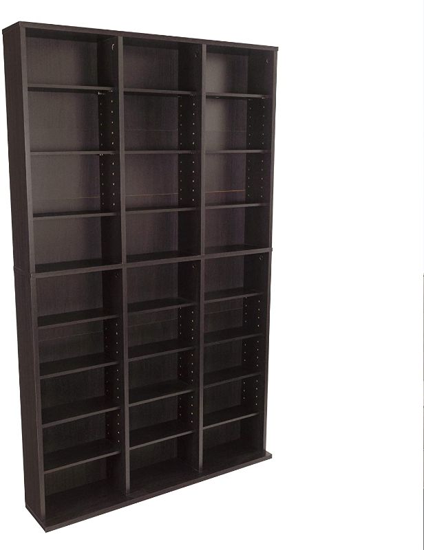 Photo 1 of Atlantic Oskar Adjustable Media Cabinet - Holds 756 CDs, 360 DVDs or 414 Blu-Rays/Games, 21 Adjustable and 6 Fixed Shelves PN in Espresso
