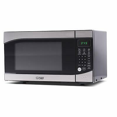 Photo 1 of Commercial Chef CHM009 Countertop Microwave Oven 900 Watt, 0.9 Cubic Feet, Stainless Steel Front, Black Cabinet, Small, Trim
