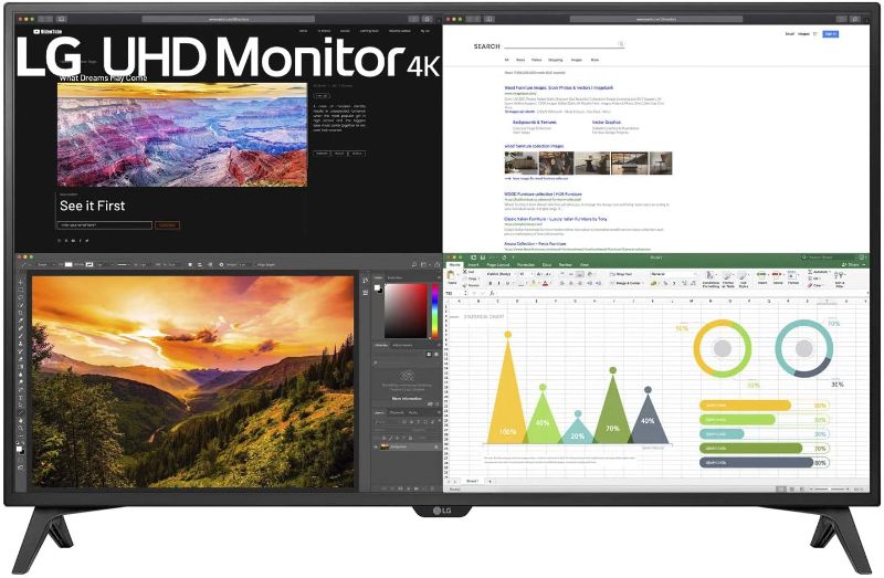 Photo 1 of LG 43UN700-TB 43 Inch Monitor Class UHD 4K (3840 X 2160) IPS Display with USB Type-C and HDR10 with 4 HDMI Inputs, Black
