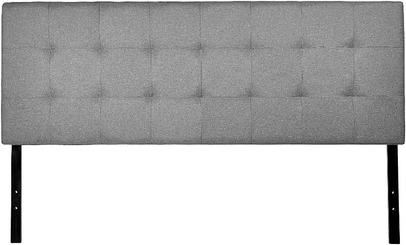 Photo 1 of Amazon Basics Faux Linen Upholstered Tufted Headboard - Queen, Grey
