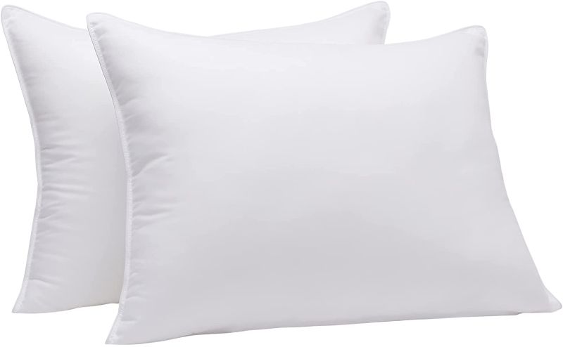Photo 1 of Amazon Basics Down-Alternative Pillows for Stomach and Back Sleepers - 2-Pack, Soft, Standard
