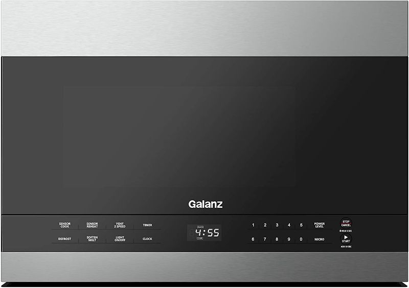 Photo 1 of Galanz GLOMJD13S2SW-10 24 inch Over The Range Microwave, Sensor Cooking, Convertible Venting with 2 Speed, LED Lighting, Child Lock, 1000W/120Volts, Stainless Steel, 1.3 Cu Ft