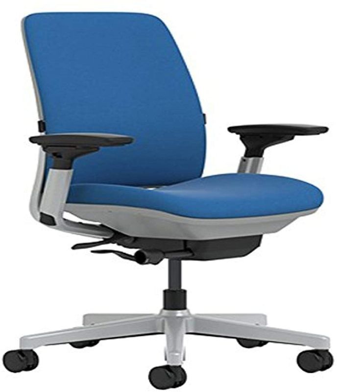 Photo 1 of Steelcase Amia Chair with Platinum Base & Standard Carpet Casters, Blue
