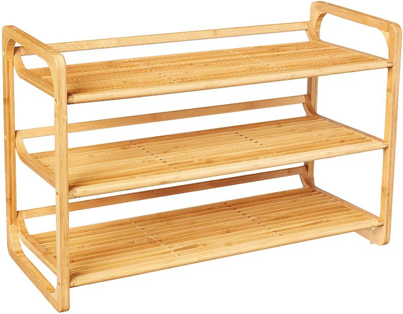 Photo 1 of Honey-Can-Do SHO-01599 Bamboo 3-Tier Shoe Shelf
