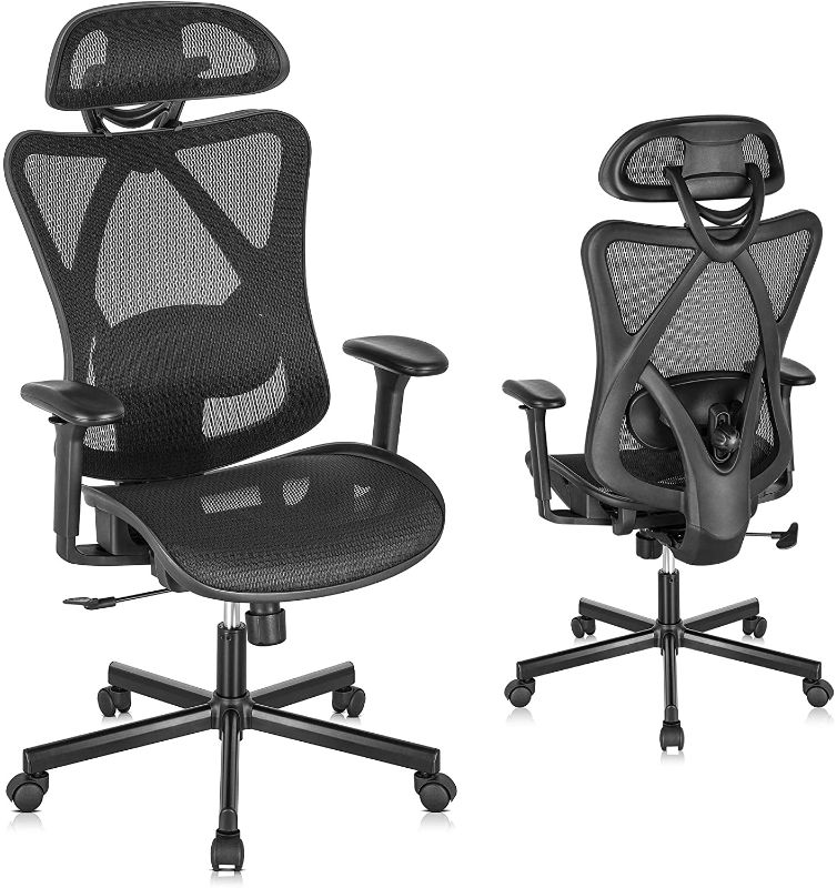 Photo 1 of SUNNOW Ergonomic Office Chair, Mesh Computer Desk Chair with Adjustable Lumbar Support, Armrest, Headrest - High Back Executive Task Chair for Office, Home, Gaming
