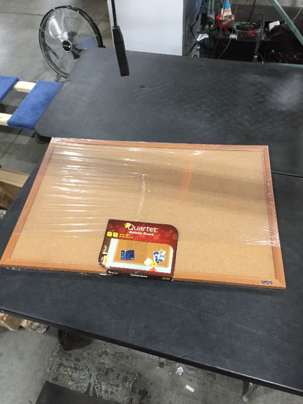 Photo 1 of Quartet Corkboard, Framed Bulletin Board, 2' x 3' Cork Board, Oak Wood Finish Frame (MWDB2436-ECR), Oak Frame
