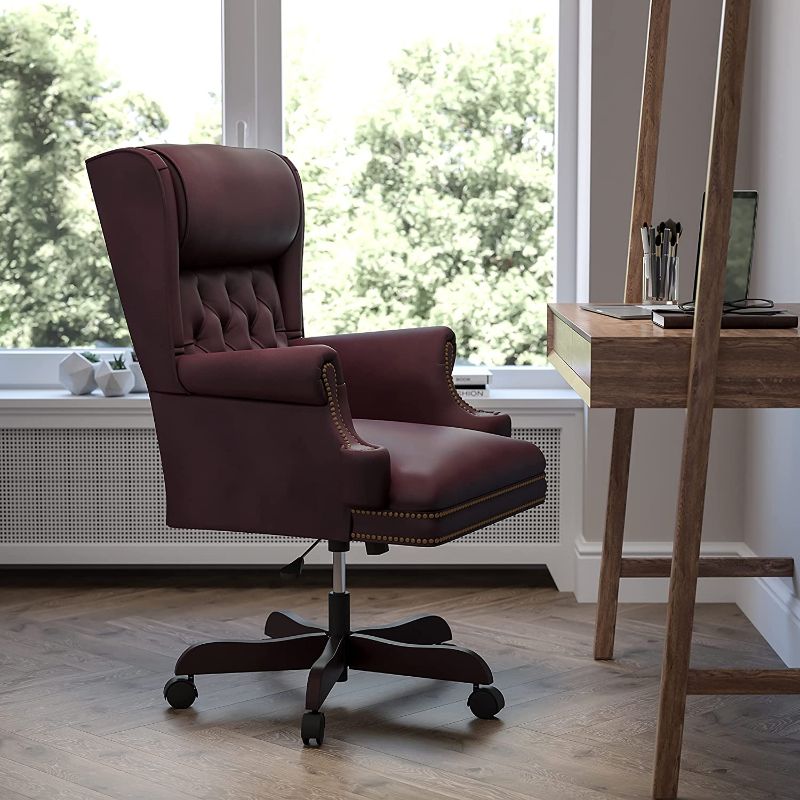 Photo 1 of Flash Furniture CIJ600BY Leathersoft Traditional Executive Chair, Burgundy
