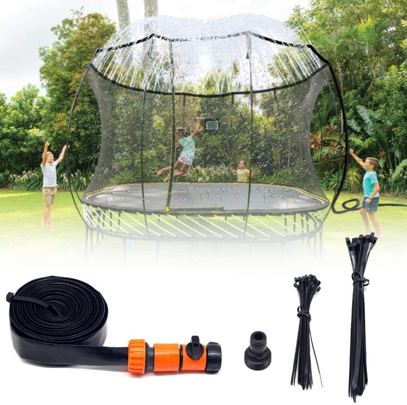 Photo 1 of  Trampoline Sprinkler, Outdoor Trampoline Water Play Kids Yard Water Fun Game Toys(49.2FT/15M)