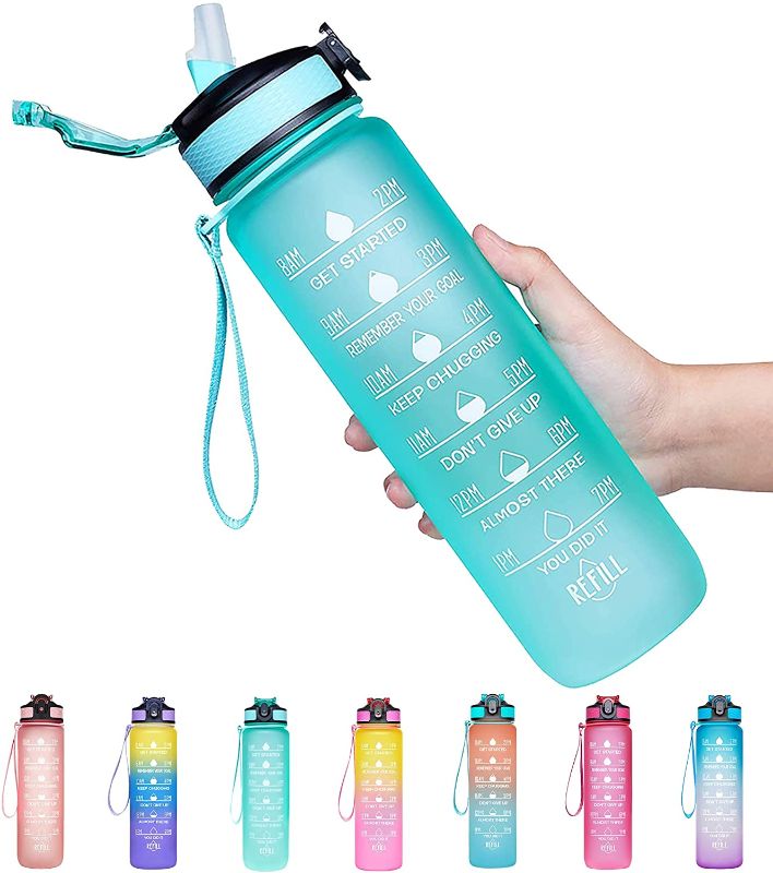 Photo 1 of Venture Pal 32oz Motivational Fitness Sports Water Bottle with Time Marker & Straw, Large Wide Mouth Leakproof Durable BPA Free Non-Toxic
