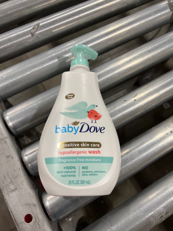 Photo 2 of Baby Dove Sensitive Skin Care Wash For Bath Time Moisture and Hypoallergenic Washes Away Bacteria, fragrance-free, 20 Fl Oz
