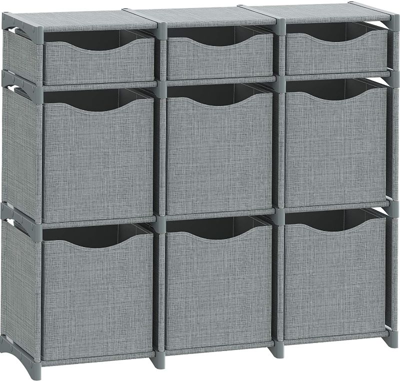 Photo 1 of 9 Cube Organizer | Set of Storage Cubes Included | DIY Closet Organizer Bins | Cube Organizers and Storage Shelves Unit | Closet Organizer for Bedroom, Playroom, Livingroom, Office, Dorm (Grey)
