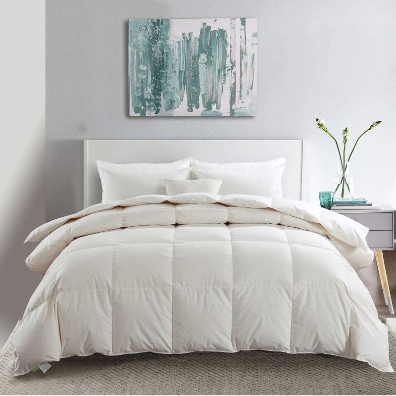 Photo 1 of APSMILE Lightweight Feather Down Comforter, Thin All-Season Goose Feather Down Duvet - Organic Cotton Quilt, 25oz Light Warm Cooling Comforter Insert for Warm Weather/Hot Sleepers QUEEN 
