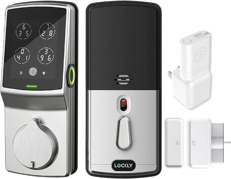 Photo 1 of Lockly PGD728WSN Secure Pro Wi-Fi Smart DeadBolt Fingerprint, Entry Keyless Door Lock with Patented Keypad, Works with Alexa and Google Assistant, Satin Nickel
