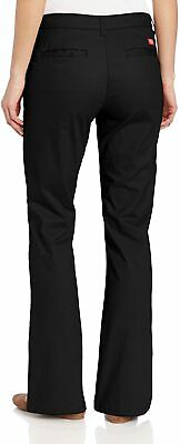 Photo 1 of Dickies Women's Flat Front Stretch Twill Pant Slim Fit Bootcut, BLACK, SIZE 8L
