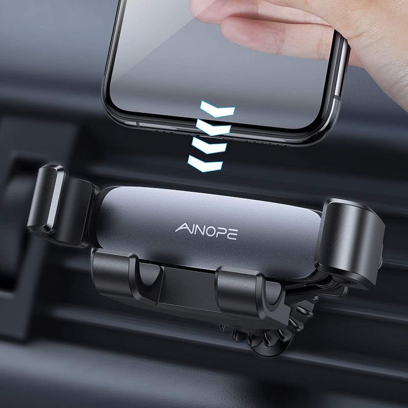 Photo 1 of AINOPE Car Phone Holder Mount, 2021 Upgraded Gravity Phone Holder for Car Vent with Upgraded Hook Clip Auto Lock Hands Free Air Vent Cell Phone Car Mount Compatible with 4-7 inch Smartphone
