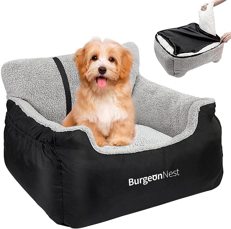 Photo 1 of BurgeonNest Dog Car Seat for Small Dogs, Fully Detachable and Washable Puppy Dog Booster Seats, with Storage Pockets and Clip-On Leash Portable Soft Dog Car Travel Carrier Bed