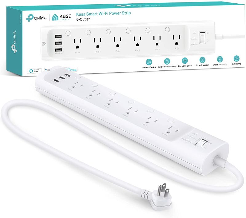 Photo 1 of Kasa Smart Plug Power Strip HS300, Surge Protector with 6 Individually Controlled Smart Outlets and 3 USB Ports, Works with Alexa & Google Home, No Hub Required