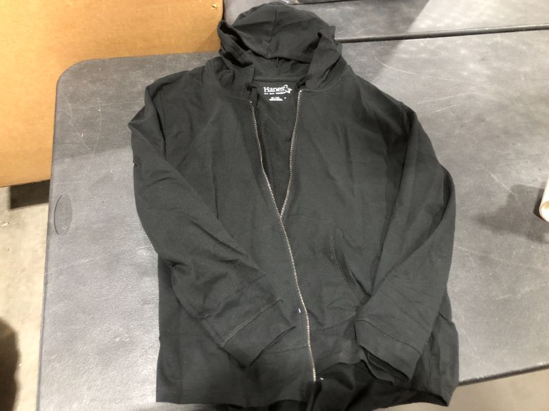 Photo 1 of BLACK HANES ZIP UP HOODIE, SIZE XL