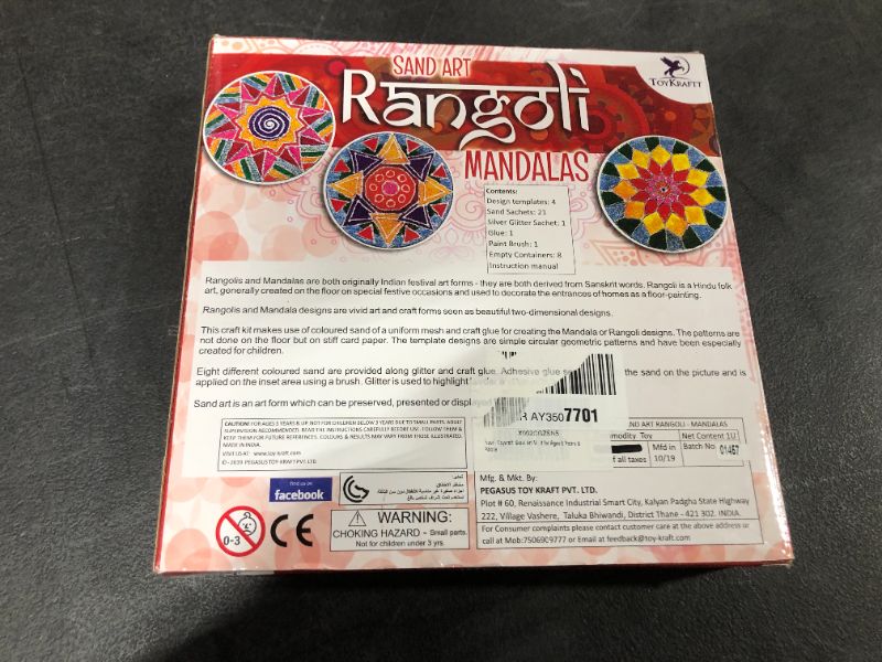 Photo 2 of ToyKraft: Sand Art Kits Rangoli Mandala, Kids Art and Craft, Gift for Girls Boys 6 - 12 Year Olds
