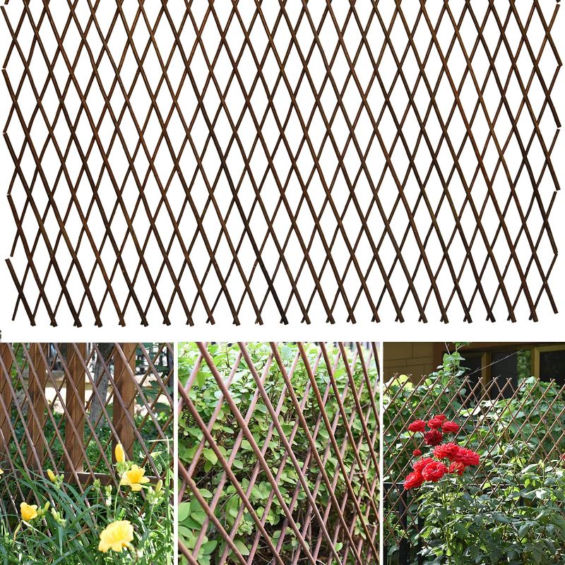 Photo 1 of 86 York Expandable Willow Lattice Fence Panel for Climbing Plants Vine Ivy Rose Cucumbers Clematis