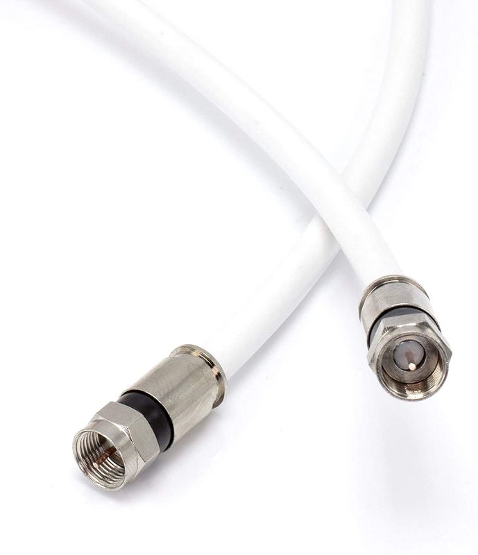 Photo 1 of 15' Feet, White RG6 Coaxial Cable (Coax Cable) with Connectors, F81 / RF, Digital Coax - AV, Cable TV, Antenna, and Satellite, CL2 Rated, 15 Foot
