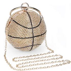 Photo 1 of Basketball Shaped Clutch Bags Rhinestones Evening Purse Glitter Bling Ball Handbag Street Sport Style
