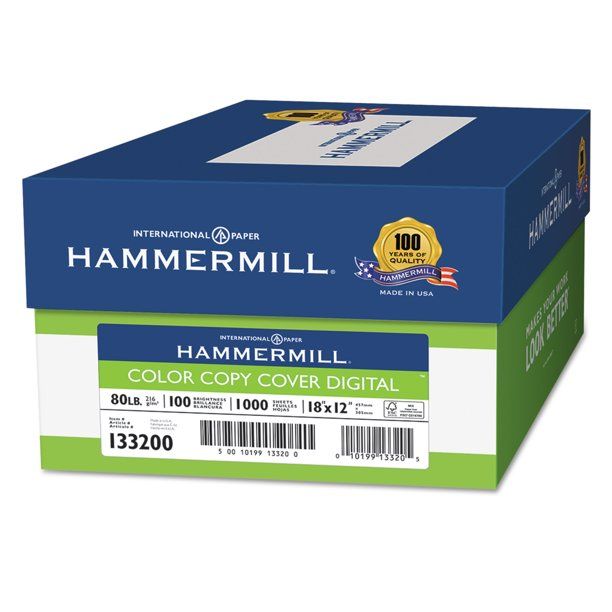 Photo 1 of Hammermill Copier Digital Cover Stock, 80 lbs., 18 x 12, Photo White, 1000 Sheets
