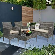 Photo 1 of Donn Wicker/Rattan 4 - Person Seating Group with Cushions
