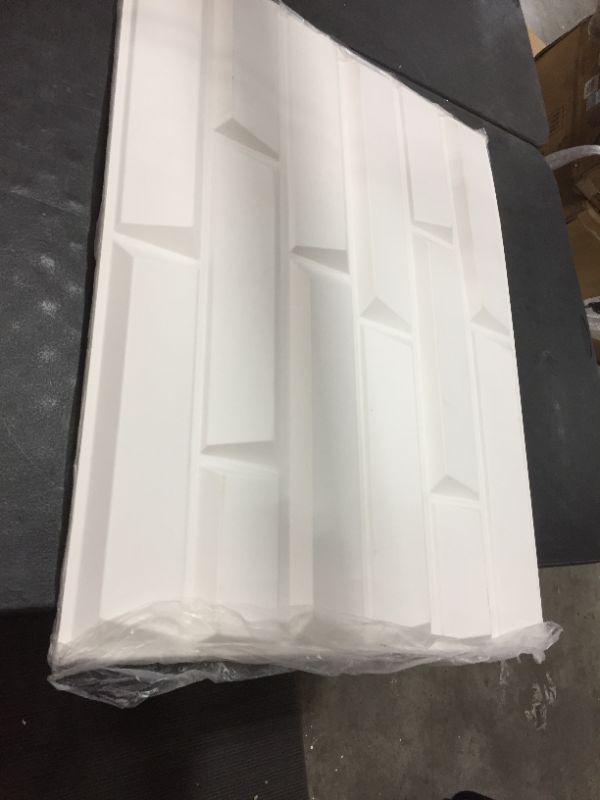 Photo 2 of A21066 - 3D Bricks Wall Panels Plant Fiber Tile Off-white (Set of 6) 32 Sq.Ft
