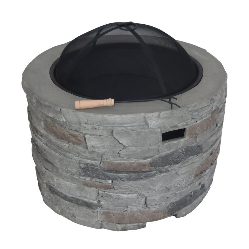 Photo 1 of  Outdoor 32-inch Wood Burning Light-Weight Concrete Round Fire Pit, Grey
