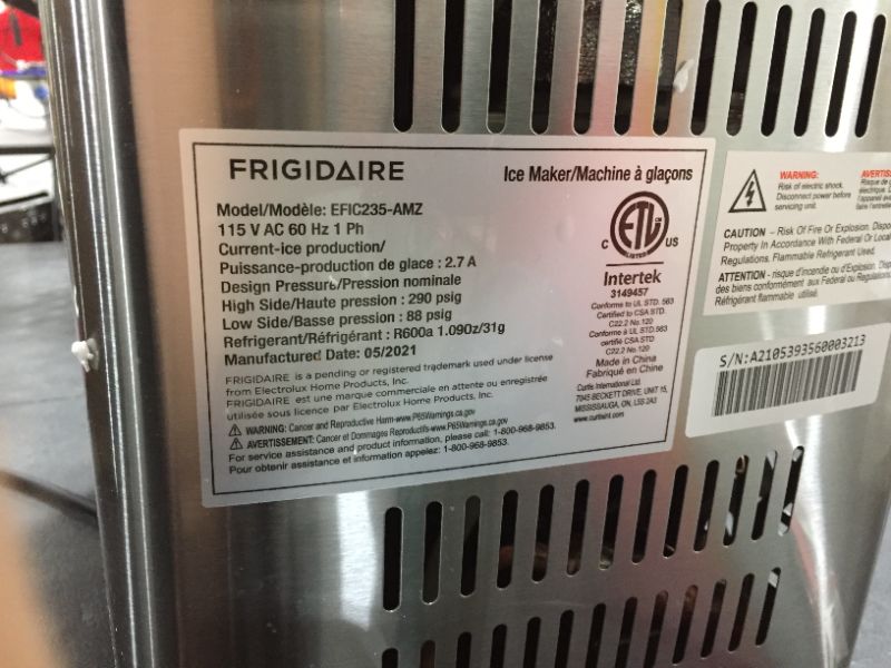 Photo 3 of FRIGIDAIRE EFIC235-AMZ Countertop Crunchy Chewable Nugget Ice Maker, 44lbs per Day, 12 x 17 x 19 inches