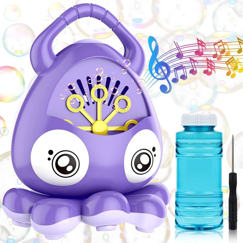 Photo 1 of VIIPOO Bubble Machine Octopus Bubble Blower Bubble Maker 3000+ Bubbles Per Minute, Automatic Music Bubble Machine for Kids Toddler with Bubble Solution, Portable Bubble Toys for Indoor Outdoor(Purple)
