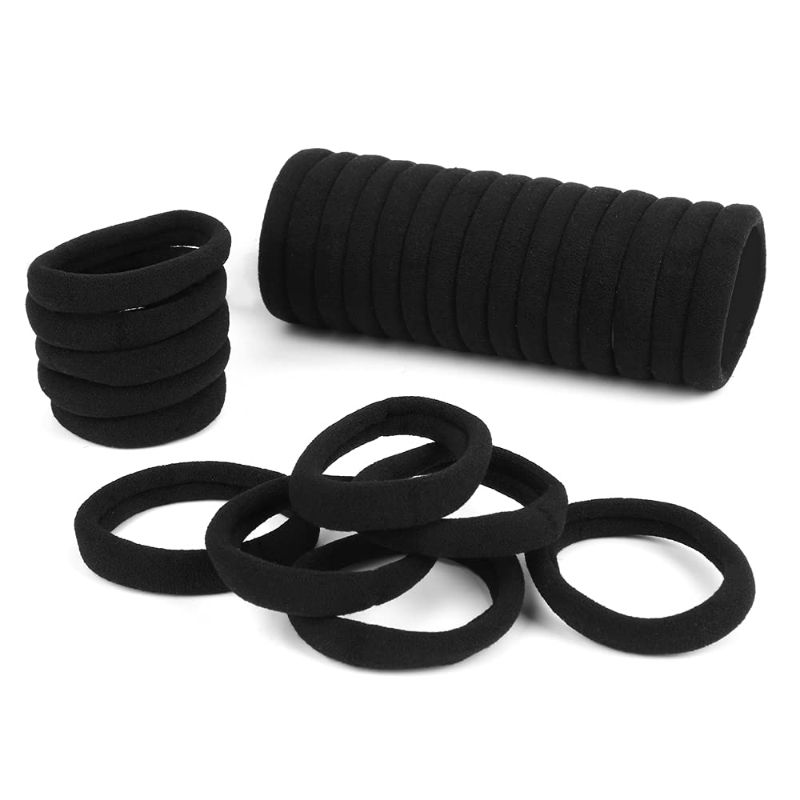 Photo 1 of 100PCS Hair Ties Black Elastic for Women and Girls, Seamless Hair Bands for Thick Hair and Curly Hair by Longshy
