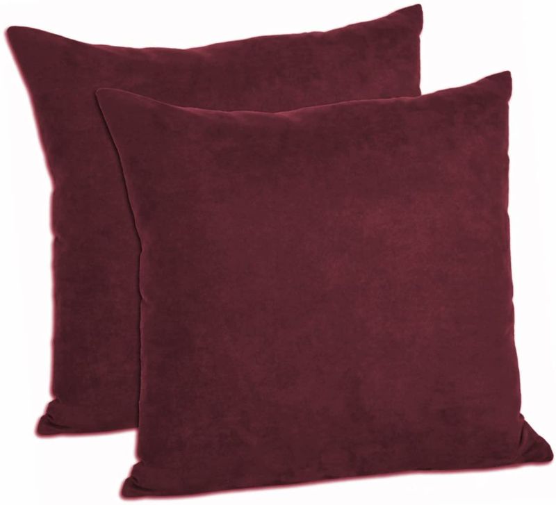 Photo 1 of 18"x18" Microsuede Decorative Pillow Shams (Set of 2) (Wine, 18)
