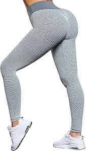 Photo 1 of OMKAGI Sexy Butt Lifting Workout Leggings for Women Textured Booty High Waist Yoga Pant, Small Grey