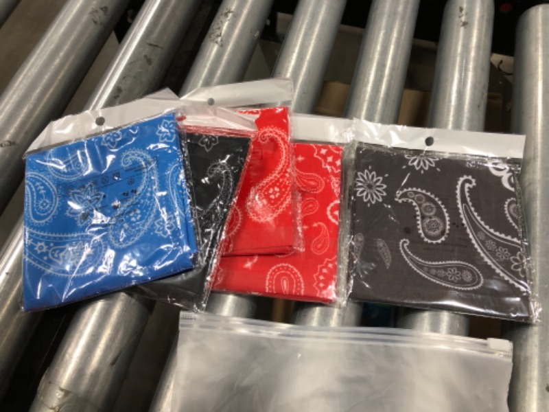 Photo 2 of 5PC microfiber bandana Headbands, RED BLUE AND BLACK 