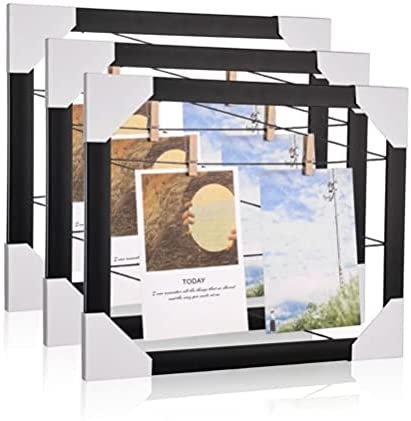 Photo 1 of DABAZUALY 3 Pack Photo Clip Holder, Photo Collage Frame, Picture Display Frame Kit with Wood Clothespin Clips for Hanging Home Decoration 10 ×12 inch black
