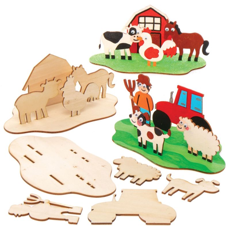 Photo 1 of 3D Farm Crafts - 4 Wooden Craft Scenes. Easy Wooden Crafts for Kids. Farm Crafts. Size 17cm X 10cm.
