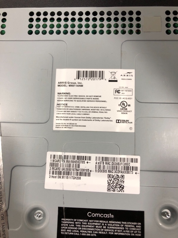Photo 1 of Comcast Xfinity Hd Box Xg1-a Arris Model Mx011anm With Power Adapter & Remote and WestNet Comcast XFINITY Arris XB6 xFi Advanced Gateway Modem TG3482G Docsis 3.1 Gigabit
