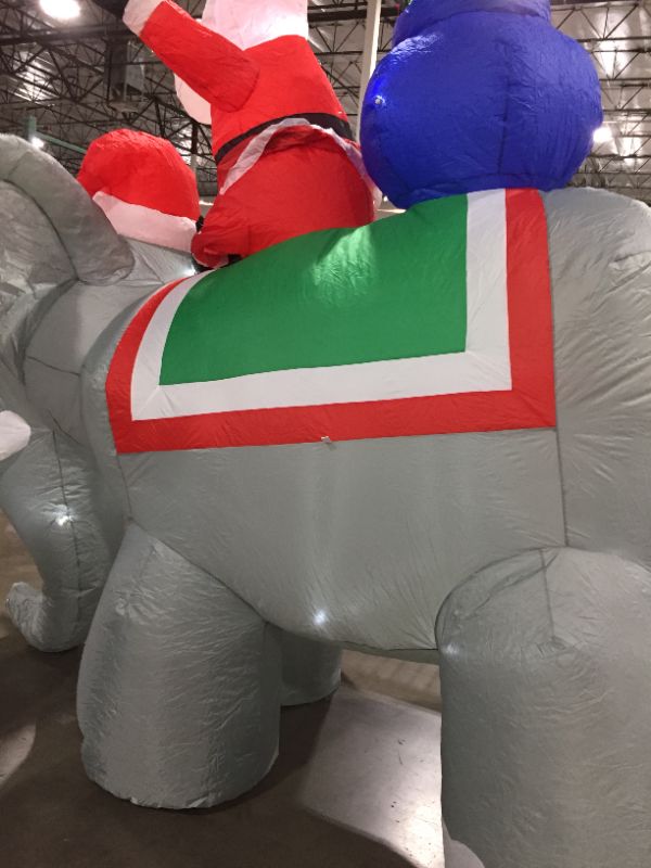 Photo 3 of 10.5 Ft Inflatable Christmas Elephant with Santa Decoration Xmas Decorations for Home Yard Lawn Garden Party Outdoor Indoor Night
