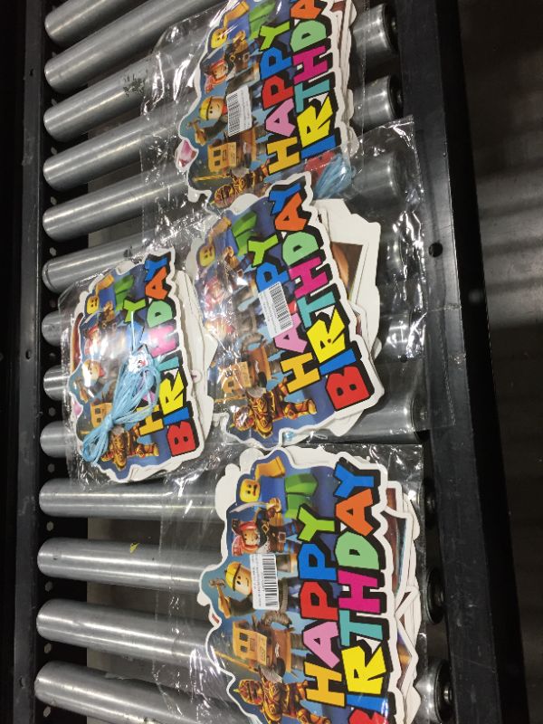 Photo 2 of (4 pack) roblox happy birthday banner decor